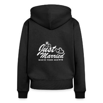 Just Married ... 30 Years Ago T-Shirt Wedding Anniversary - Women's Premium Organic Zip Hoodie - black - Back - Julia (174cm)