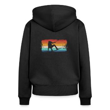 Chemise de wakeboard vintage rétro Wakeboarder - Sweat à capuche zippé Premium bio Femme - noir - Dos - Julia (174cm)
