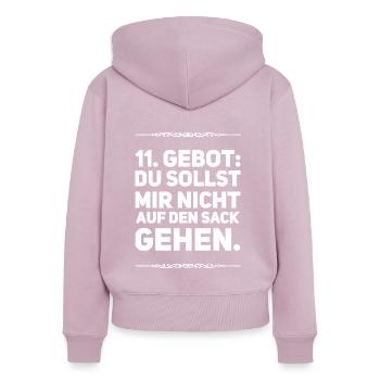 11. Gebot Du sollst mir nicht auf den Sack gehen - Frauen Premium Bio Zip Hoodie - Altrosa - Hinten - Julia (174cm)