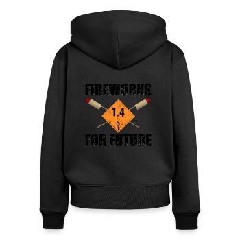 Feu d'artifice pour le futur Pyro - Sweat à capuche zippé Premium bio Femme - noir - Dos - Julia (174cm)