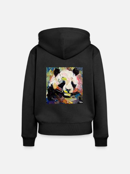 Abstraktes farbiges Ölgemälde eines Pandas - Frauen Premium Bio Zip Hoodie - Schwarz
