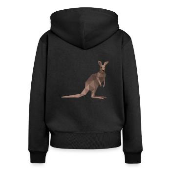 Origami / polygone de kangourou - Sweat à capuche zippé Premium bio Femme - noir - Dos - Julia (174cm)