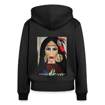 Season for Healing - Frauen Premium Bio Zip Hoodie - Schwarz - Hinten - Julia (174cm)