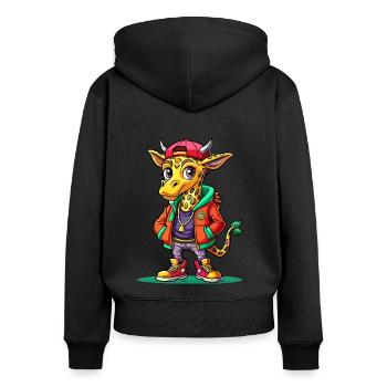 Giraffe Parade: Cool Giraffe - Women's Premium Organic Zip Hoodie - black - Back - Julia (174cm)