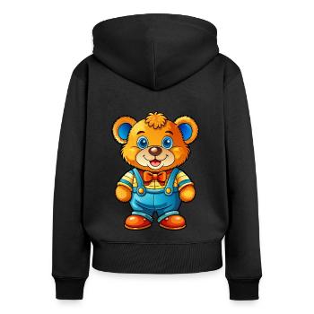 Teddy with trousers - Women's Premium Organic Zip Hoodie - black - Back - Julia (174cm)