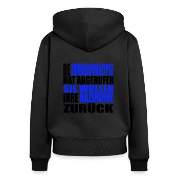 AfD stoppen gegen rechts Demokratie Vielfalt links - Frauen Premium Bio Zip Hoodie - Schwarz - Hinten - Julia (174cm)