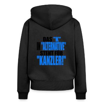 AfD stoppen gegen rechts Demokratie Vielfalt links - Frauen Premium Bio Zip Hoodie - Schwarz - Hinten - Julia (174cm)