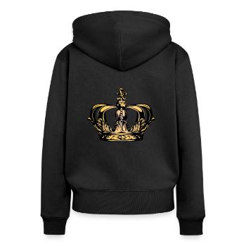 Couronne - Sweat à capuche zippé Premium bio Femme - noir - Dos - Julia (174cm)