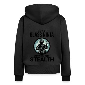 Glaser Fenster Glasmonteur Glashütte Ninja - Frauen Premium Bio Zip Hoodie - Schwarz - Hinten - Julia (174cm)