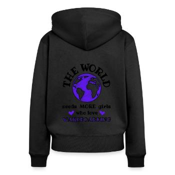 The world needs more girls who love wakeboarding - Women's Premium Organic Zip Hoodie - black - Back - Julia (174cm)