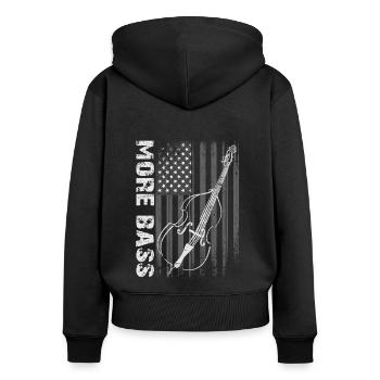 Plus de contrebasse basse avec drapeau américain - Sweat à capuche zippé Premium bio Femme - noir - Dos - Julia (174cm)