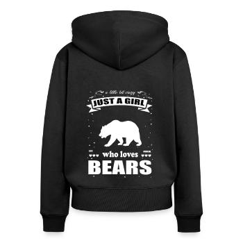Just a Girl who loves Bären Outfit - Frauen Premium Bio Zip Hoodie - Schwarz - Hinten - Julia (174cm)
