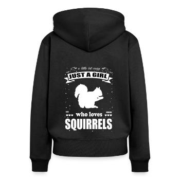 Just a Girl who loves Eichhörnchen Outfit - Frauen Premium Bio Zip Hoodie - Schwarz - Hinten - Julia (174cm)