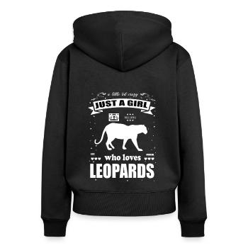 Just a Girl who loves Leoparden Outfit - Frauen Premium Bio Zip Hoodie - Schwarz - Hinten - Julia (174cm)