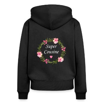 Super cousine - Sweat à capuche zippé Premium bio Femme - noir - Dos - Julia (174cm)