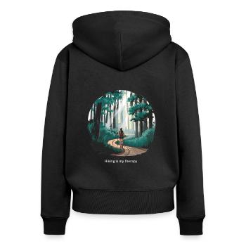 Hiking is My Therapy – Nature & Forest - Women's Premium Organic Zip Hoodie - black - Back - Julia (174cm)