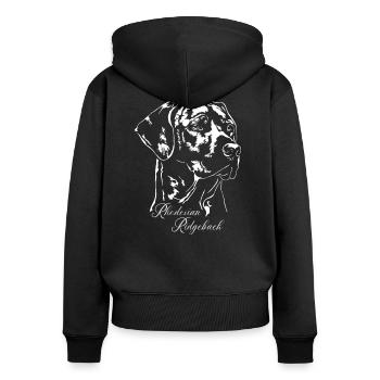 RHODESIAN RIDGEBACK Wilsigns Hunde Portrait - Frauen Premium Bio Zip Hoodie - Schwarz - Hinten - Julia (174cm)