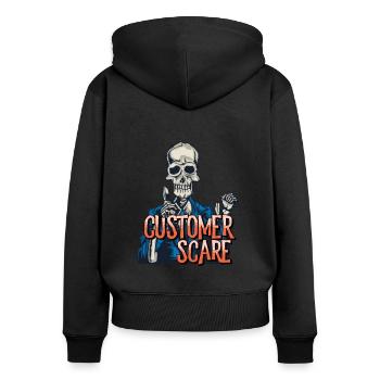 Customer Scare Care Zombie Telefon Halloween - Frauen Premium Bio Zip Hoodie - Schwarz - Hinten - Julia (174cm)