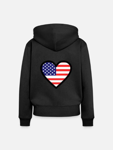 Amerika - Frauen Premium Bio Zip Hoodie - Schwarz