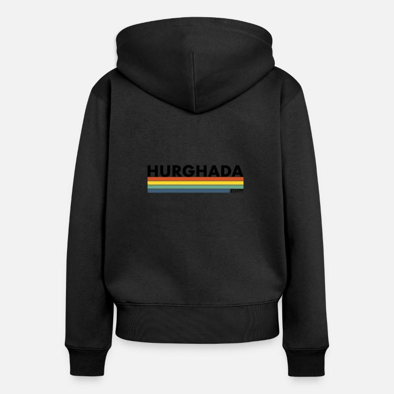 Hurghada Retro Egypte Egypte Egypte Egyptienne Egyptienne - Sweat à capuche zippé Premium bio Femme - noir