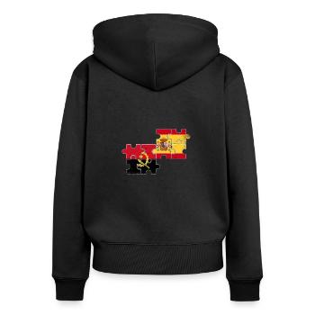 Angola Espagne Vintage drapeau espagnol angolais - Sweat à capuche zippé Premium bio Femme - noir - Dos - Julia (174cm)