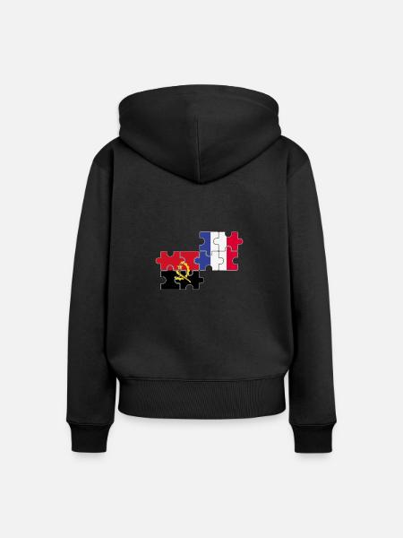 Angola Frankreich Flagge Angolaner - Frauen Premium Bio Zip Hoodie - Schwarz