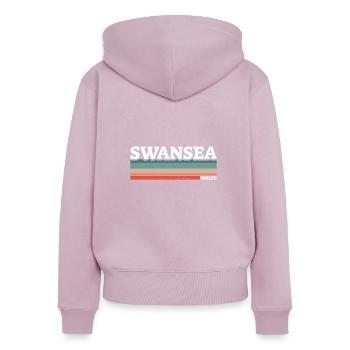 Swansea Wales Walisische Waliser - Frauen Premium Bio Zip Hoodie - Altrosa - Hinten - Julia (174cm)