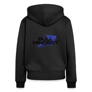 Bull Mindset Up - Frauen Premium Bio Zip Hoodie - Schwarz - Hinten - Julia (174cm)