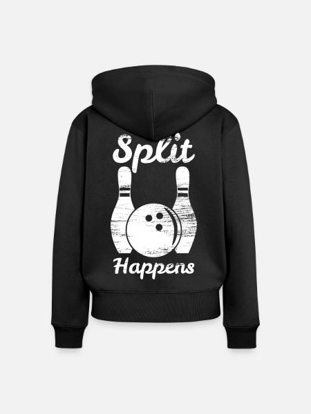 Bowling Split - Frauen Premium Bio Zip Hoodie - Schwarz