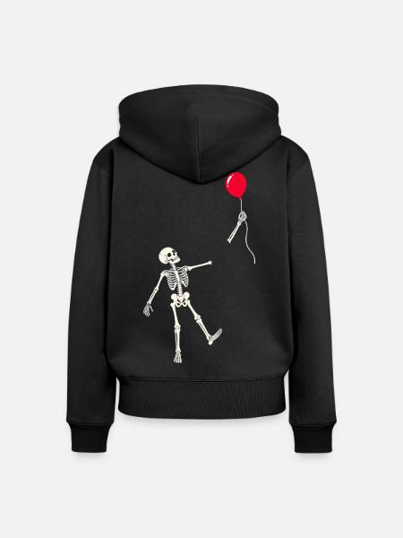Rotes Ballonskelett - Frauen Premium Bio Zip Hoodie - Schwarz