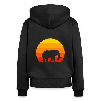 Amoureux des animaux Afrique Safari Animal Rétro Éléphant - Sweat à capuche zippé Premium bio Femme - noir - Dos - Julia (174cm)