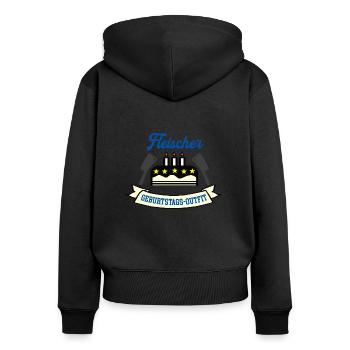 Geburtstag Fleischer Fleischerei Schlachter Azubi - Frauen Premium Bio Zip Hoodie - Schwarz - Hinten - Julia (174cm)