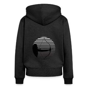 Bogenschießen Bogenschiessen Archery Pfeil Bogen - Frauen Premium Bio Zip Hoodie - Schwarz - Hinten - Julia (174cm)