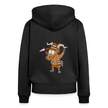 Éventail Capricorne Hollandais - Sweat à capuche zippé Premium bio Femme - noir - Dos - Julia (174cm)