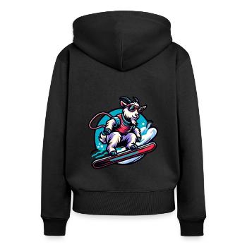 Ziege Snowboard Winter Abenteuer - Frauen Premium Bio Zip Hoodie - Schwarz - Hinten - Julia (174cm)