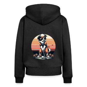 Design de golf Funny Border Collie pour les golfeurs - Sweat à capuche zippé Premium bio Femme - noir - Dos - Julia (174cm)