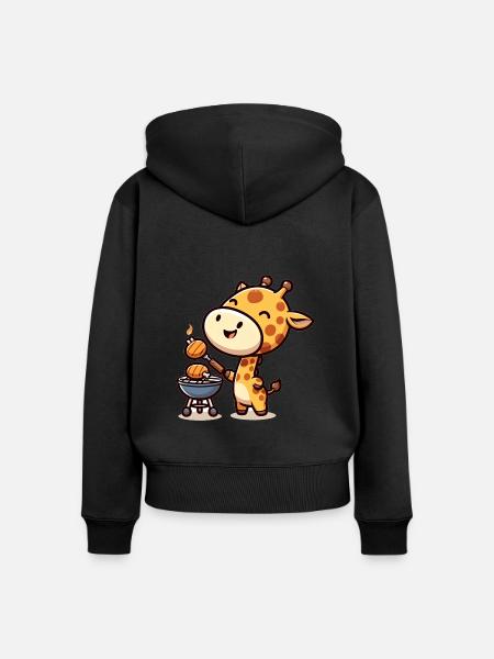 Cute BBQ Giraffe - Frauen Premium Bio Zip Hoodie - Schwarz