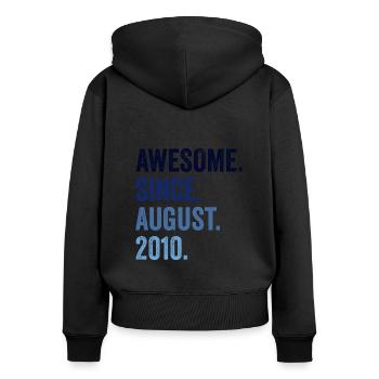 Awesome Since August 2010 12. Geburtstag - Frauen Premium Bio Zip Hoodie - Schwarz - Hinten - Julia (174cm)