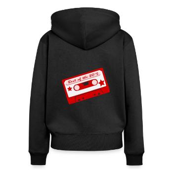 80er Jahre Kassette - Frauen Premium Bio Zip Hoodie - Schwarz - Hinten - Julia (174cm)