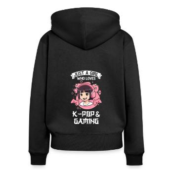 K-Pop-K-Pop-Merch K-Pop-Waren Geschenk - Frauen Premium Bio Zip Hoodie - Schwarz - Hinten - Julia (174cm)