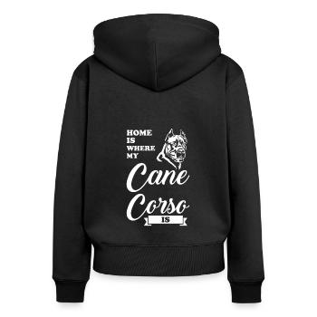 Cane Corso Cane Corso Cadeau - Sweat à capuche zippé Premium bio Femme - noir - Dos - Julia (174cm)