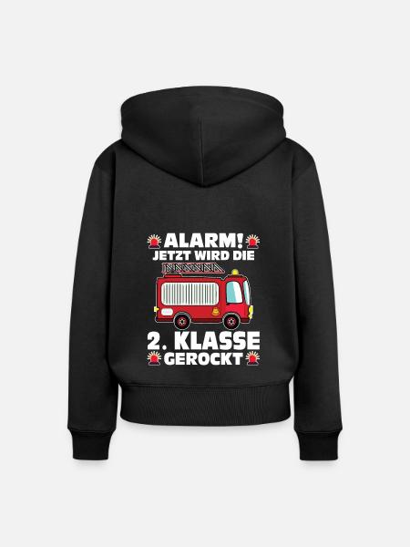 2.Klasse Feuerwehr Grundschule Geschenk - Frauen Premium Bio Zip Hoodie - Schwarz