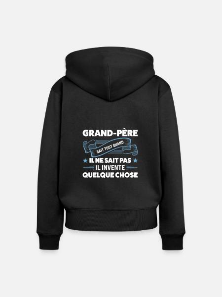 Papi Papi Famille Geschenk - Frauen Premium Bio Zip Hoodie - Schwarz