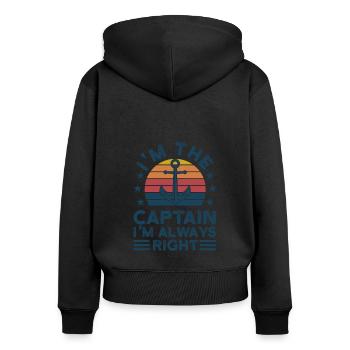 Kapitän Kapitäne Bootfahren Geschenk - Frauen Premium Bio Zip Hoodie - Schwarz - Hinten - Julia (174cm)