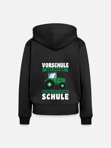 Schulkind Traktor Schulstart Geschenk - Frauen Premium Bio Zip Hoodie - Schwarz