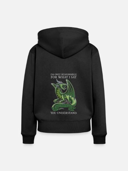 Drachen Drachen Fabelwesen Geschenk - Frauen Premium Bio Zip Hoodie - Schwarz