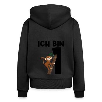 1.Geburtstag Affe 1 Jahr alt Geschenk - Frauen Premium Bio Zip Hoodie - Schwarz - Hinten - Julia (174cm)