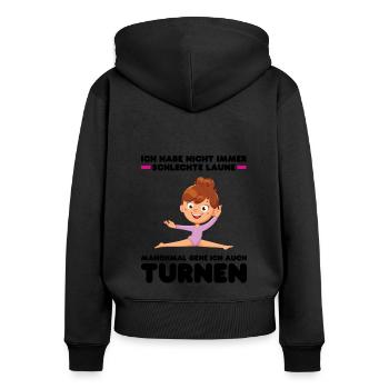 Turnen Mädchen Turnerin Geschenk - Frauen Premium Bio Zip Hoodie - Schwarz - Hinten - Julia (174cm)