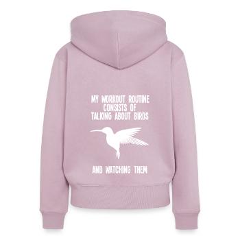 Vogelbeobachtung Vögel Vogelgeschenk - Frauen Premium Bio Zip Hoodie - Altrosa - Hinten - Julia (174cm)