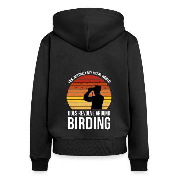 Vogelbeobachtung Vögel Vogelgeschenk - Frauen Premium Bio Zip Hoodie - Schwarz - Hinten - Julia (174cm)